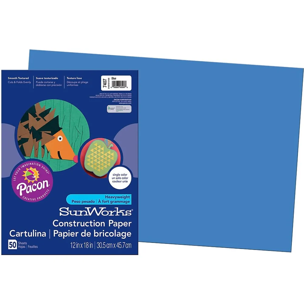 Construction Paper*Pacon Prang® Construction Paper, Blue, 12" x 18", 50 Sheets Per Pack, 5 Packs (PAC7407-5)