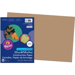 Construction Paper*Pacon Prang® Construction Paper, Light Brown, 12" x 18", 50 Sheets Per Pack, 5 Packs (PAC6907-5)