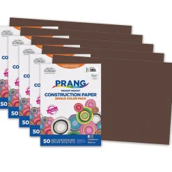 Construction Paper*Pacon Prang® Construction Paper, Dark Brown, 12" x 18", 50 Sheets Per Pack, 5 Packs (PAC6807-5)