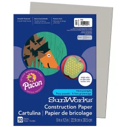 Construction Paper*Pacon Prang® Construction Paper, Gray, 9" x 12", 50 Sheets Per Pack, 10 Packs (PAC8803-10)