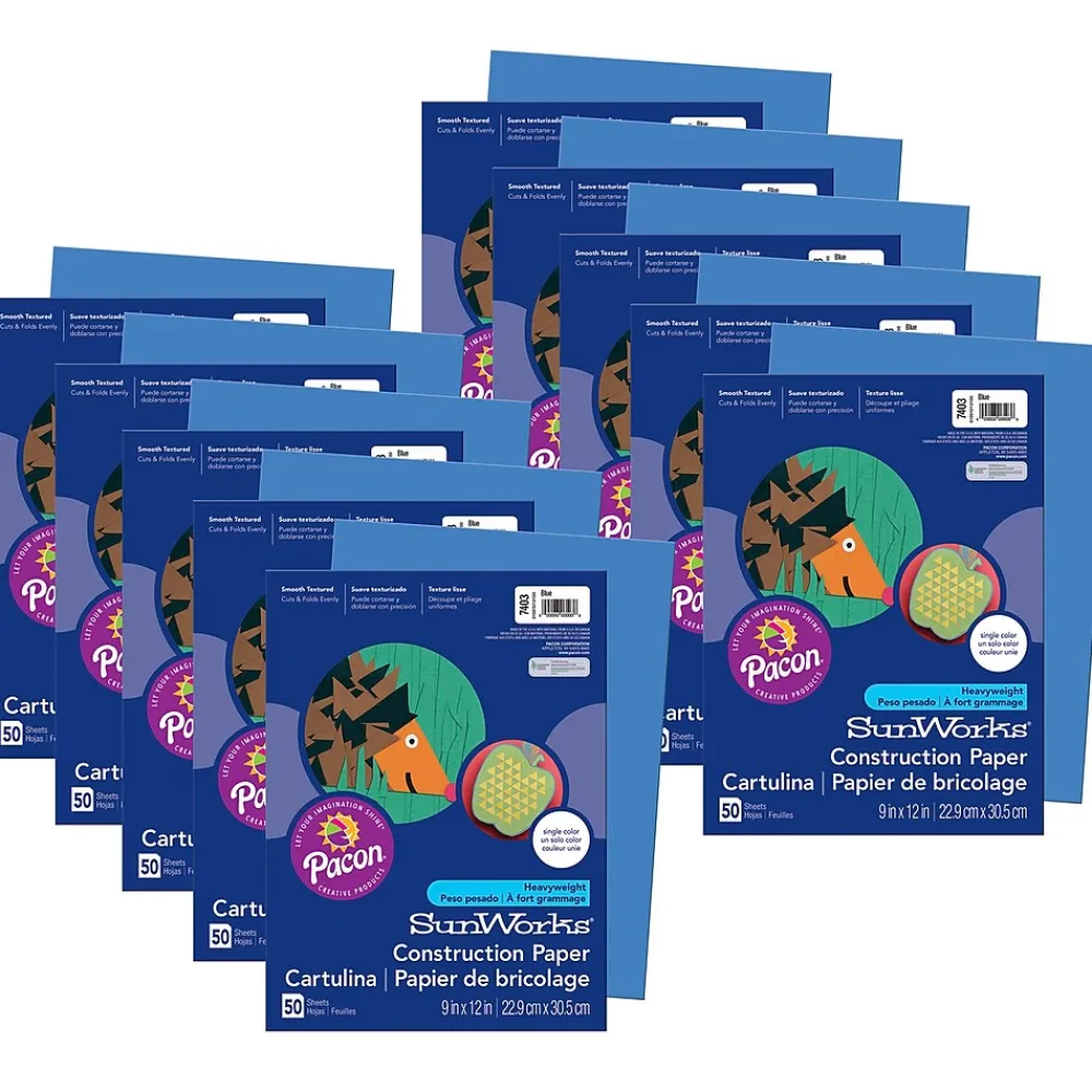 Construction Paper*Pacon Prang® Construction Paper, Blue, 9" x 12", 50 Sheets Per Pack, 10 Packs (PAC7403-10)