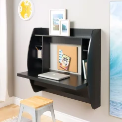 Computer Desks*Prepac 42'' W L-Shape Metal Contemporary Wall Mounted Desk, Black (BEHW-0200-1)