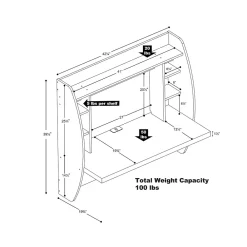 Computer Desks*Prepac 42'' Wall Mounted Floating Desk with Storage, Espresso (EEHW-0200-1)