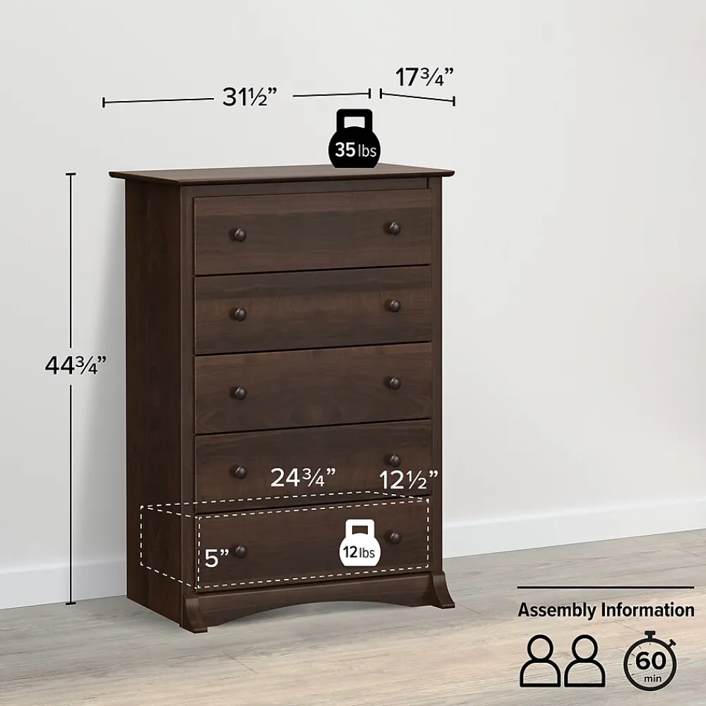 Storage Cabinets*Prepac Fremont 44.75" 5-Drawer Chest, Espresso (EDC-3345-K)