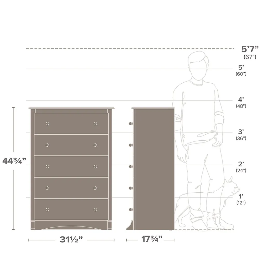 Storage Cabinets*Prepac Fremont 44.75" 5-Drawer Chest, Espresso (EDC-3345-K)