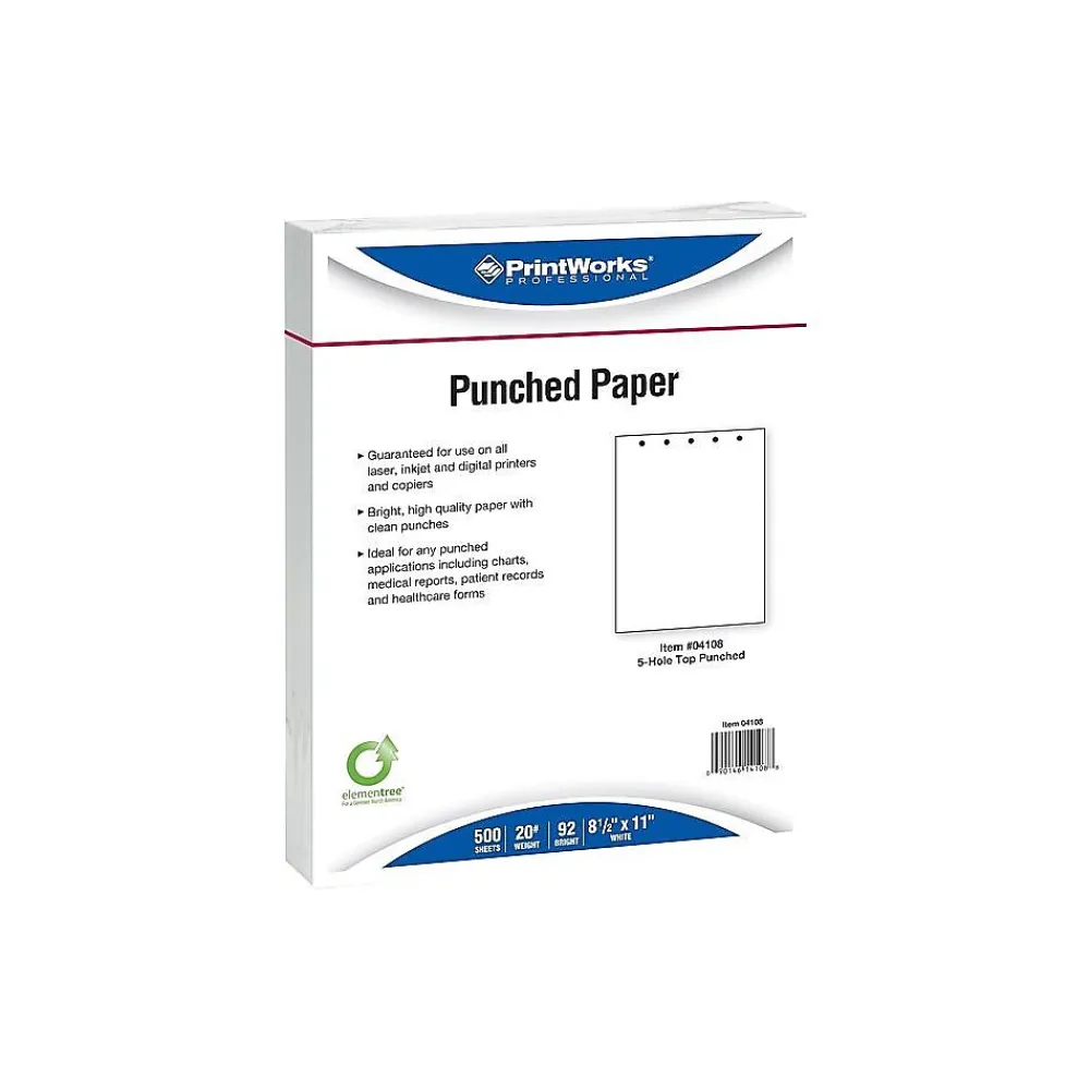 Copy Paper*PARIS BUSINESS PRODUCTS Printworks Professional 8.5" x 11" Copy Paper, 20 lbs., 92 Brightness, 500/Ream (04108)