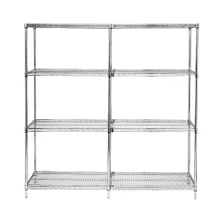 Shelving*Staples Quantum Storage Systems Wire Add-on Kit 4-Shelf Metal Unit, 72"W, Chrome (AD74-2472C)