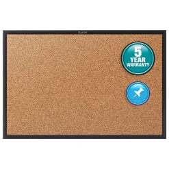 Bulletin*Quartet Classic Cork Bulletin Board, Black Frame, 2'W x 1.5'H (2301B)