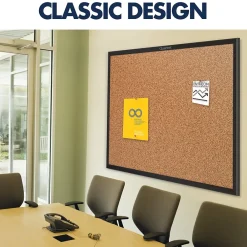 Bulletin*Quartet Classic Cork Bulletin Board, Black Frame, 2'W x 1.5'H (2301B)