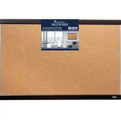Bulletin*Quartet Cork Bulletin Board, Mahogany Finish and Aluminum Frame, 2'H x 3'W (ELANB2436A)