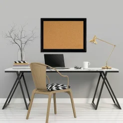 Bulletin*Quartet Cork Bulletin Board, Black Frame, 11"H x 17"W (79279)