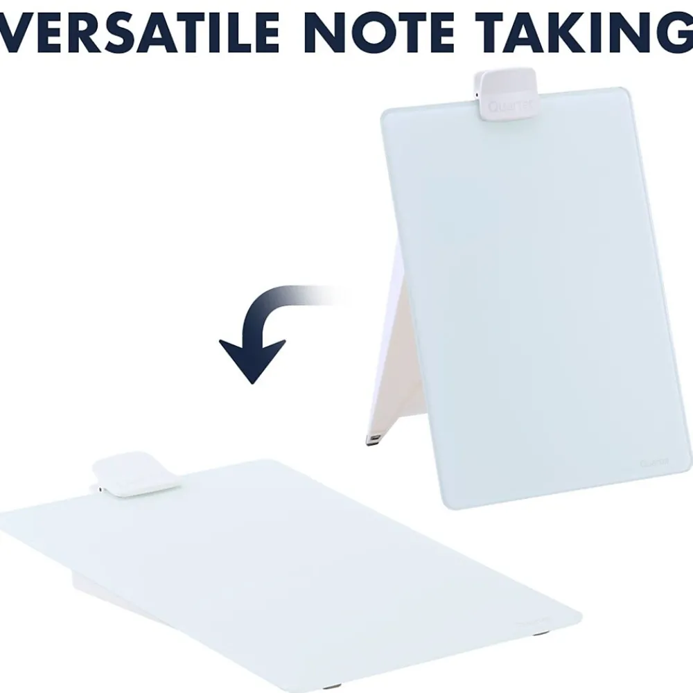 Dry Erase*Quartet Glass Dry-Erase Desktop Easel, White Surface, Frameless, 9"W x 11"H (GDE119)