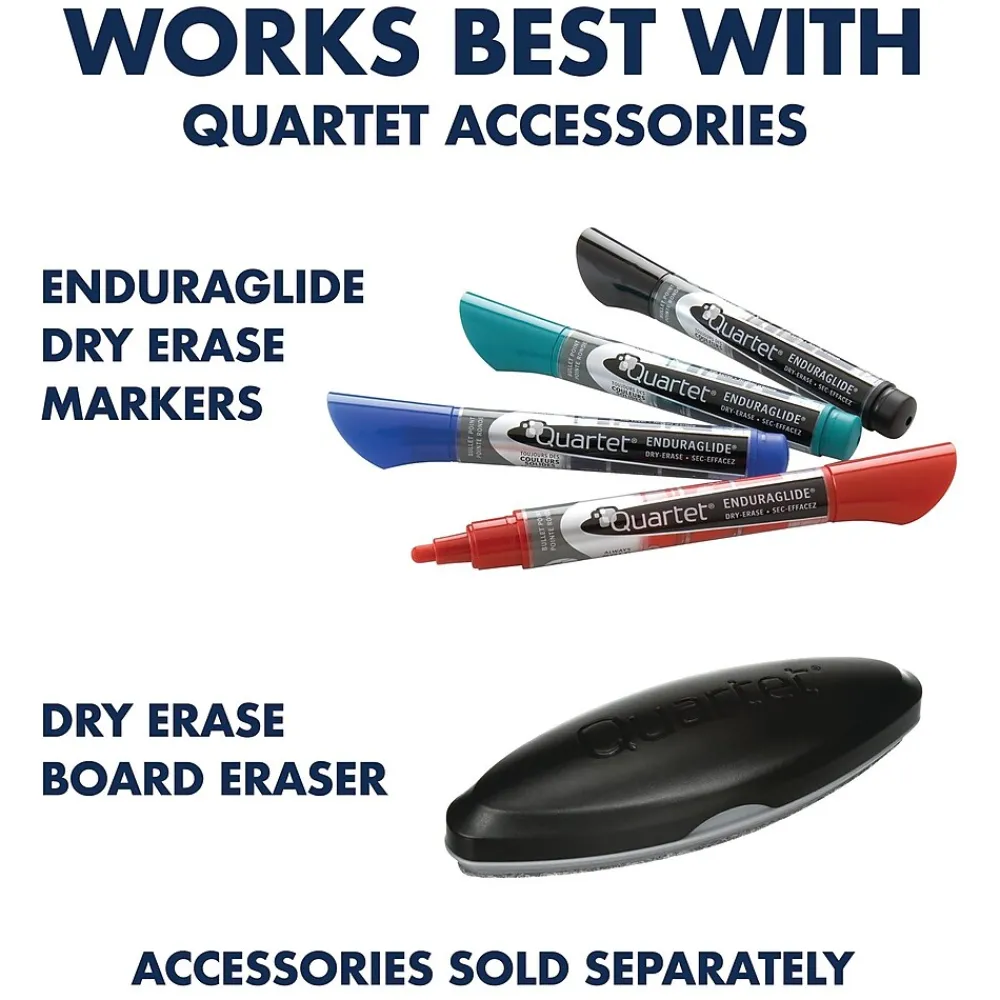 Dry Erase*Quartet Prestige 2 Magnetic Mobile Presentation Whiteboard Easel, 6' x 4' (ECM64P2)