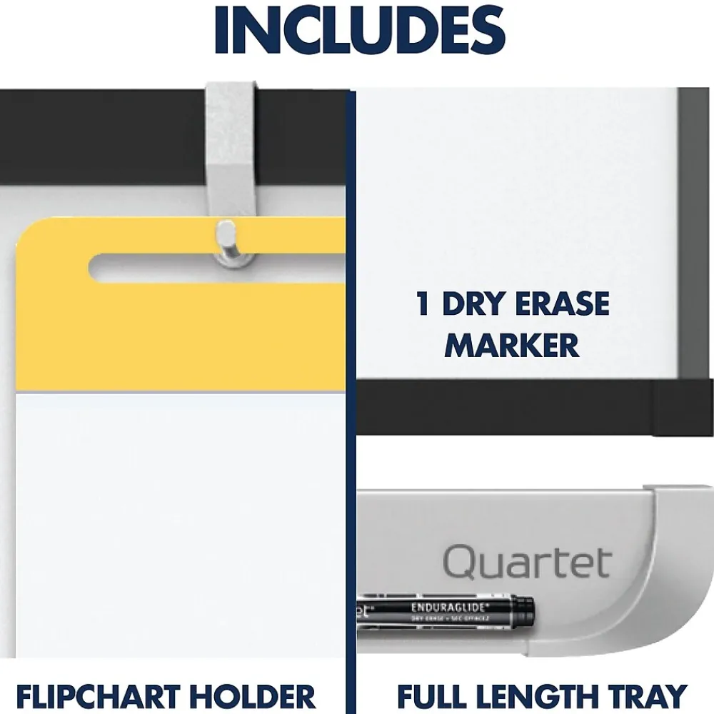 Dry Erase*Quartet Prestige 2 Magnetic Mobile Presentation Whiteboard Easel, 6' x 4' (ECM64P2)