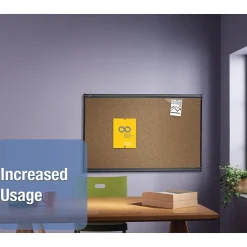 Bulletin*Quartet Prestige Cork Bulletin Board, Graphite Frame, 2'H x 3'W (QTB243G)