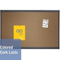Bulletin*Quartet Prestige Cork Bulletin Board, Graphite Frame, 4'H x 6'W (B247G)