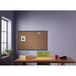 Bulletin*Quartet Prestige Cork Bulletin Board, Graphite Frame, 4'H x 6'W (B247G)