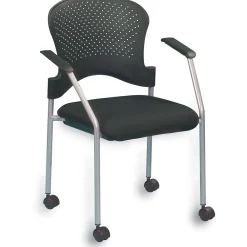 Folding & Stacking*RAYNOR GROUP Raynor Eurotech Fabric Seat Breeze 4 Leg Side Chair, with Caster, Grey, 2/Carton
