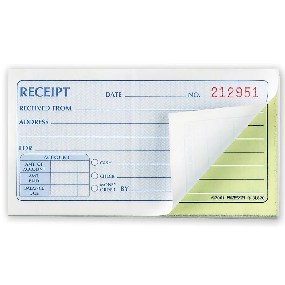 Accounting & Record Journals*Rediform Money Receipt Book, 2 3/4" x 5", 50 Sheets/Book (RED8L820)