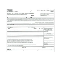 Business Forms*Rediform Speediset Polypacks 3-Part Carbonless Bill of Lading, 7"L x 8.5"W, 50 Sets/Book (RED6P695)