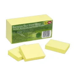 Sticky Notes*Redi-Tag Recycled Notes, 1 1/2" x 2", Yellow, 100 Sheet/Pad, 12 Pads/Pack (25700)