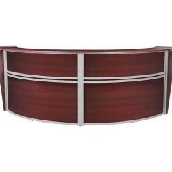 Office Desks*Regency Marque 124.5"W Curved Reception Desk Workstation, (77292MH) Mahogany
