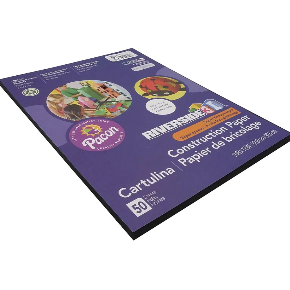 Construction Paper*Riverside 3D 9" x 12" Construction Paper, Black, 50 Sheets (P103607)