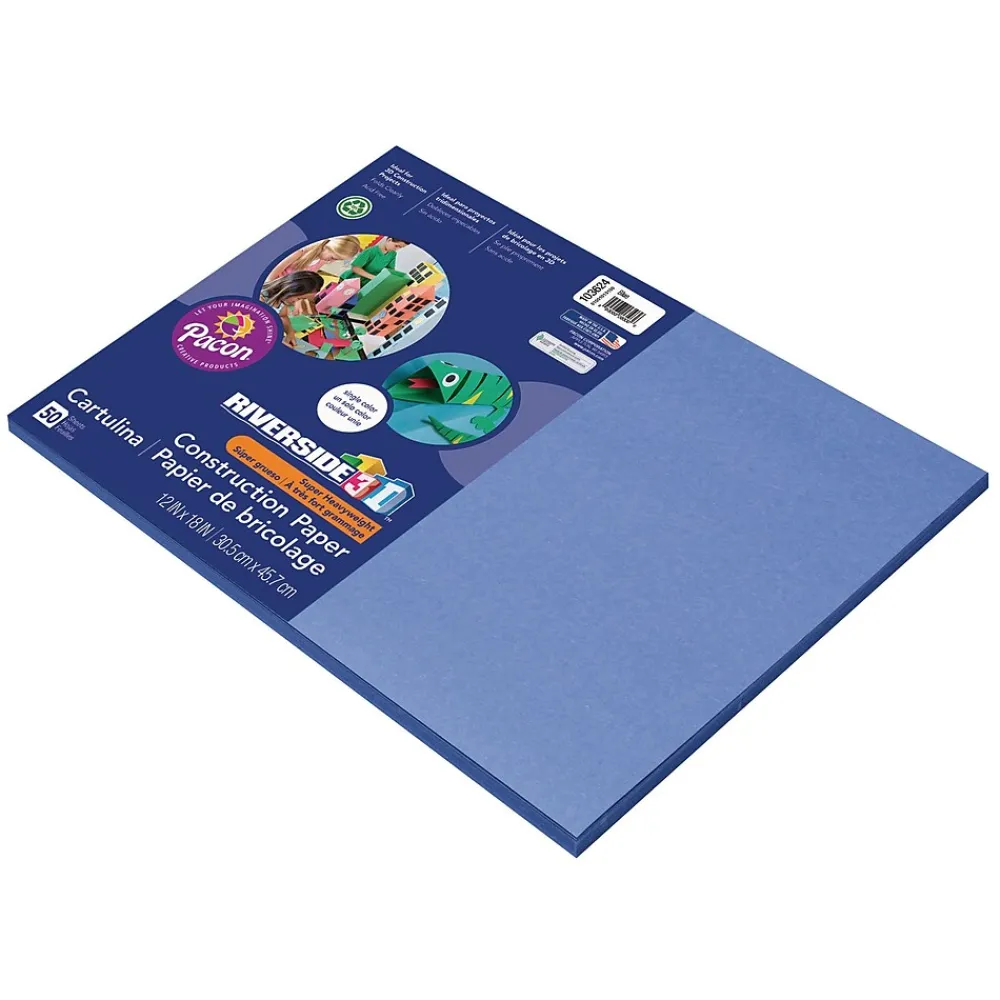 Construction Paper*Riverside 3D 12" x 18" Construction Paper, Blue, 50 Sheets (P103624)