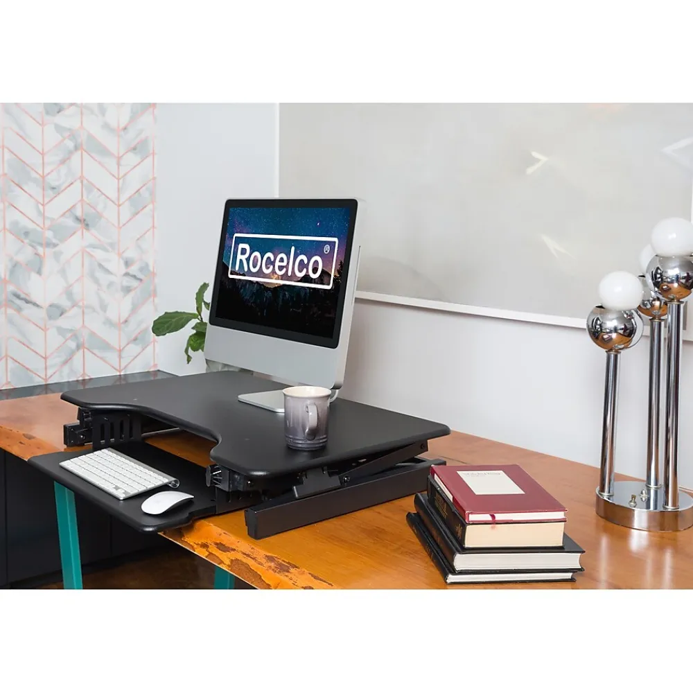 Standing Desks*Rocelco 40"W Manual Adjustable Standing Desk Converter, Black (R DADRB-40)