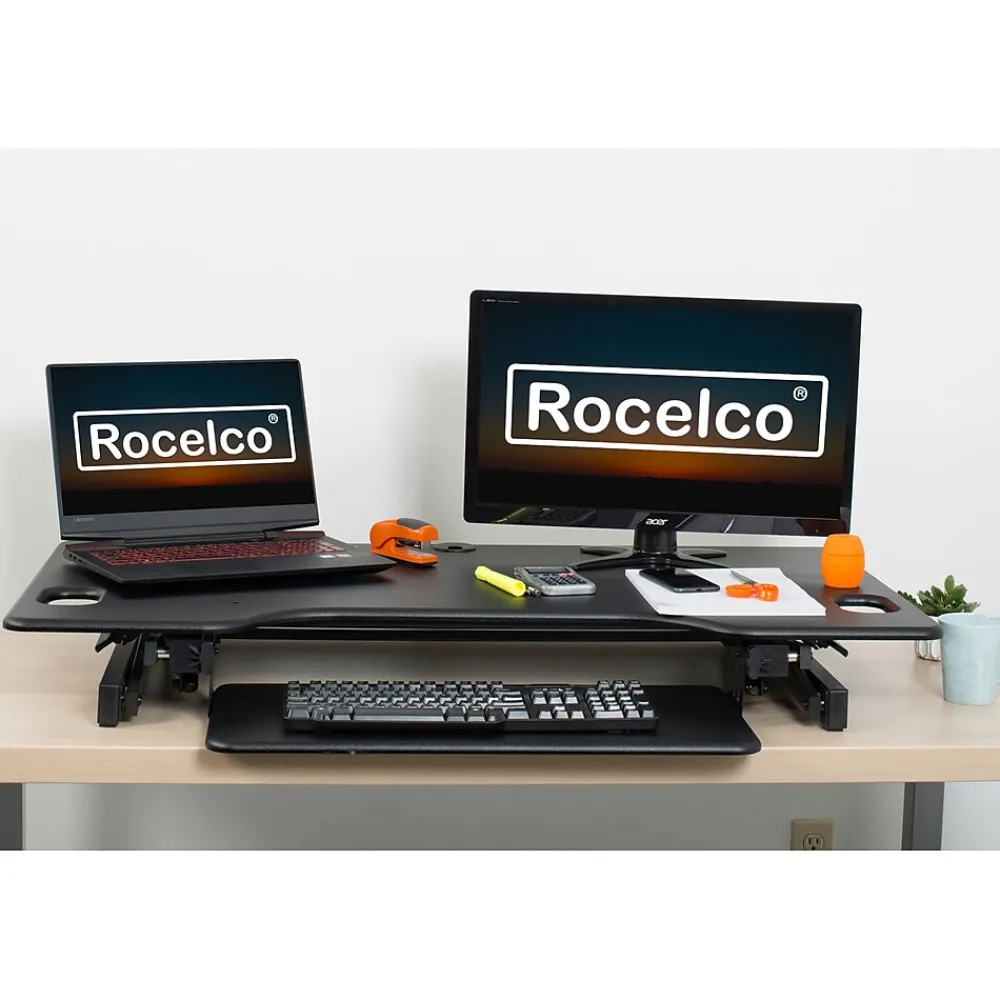 Standing Desks*Rocelco 46"W Manual Adjustable Standing Desk Converter, Black (R DADRB-46)
