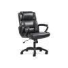 Office Chairs*Sadie Mid-Back Executive Chair, Fixed Padded Arms, Black Leather (BSXVST305)
