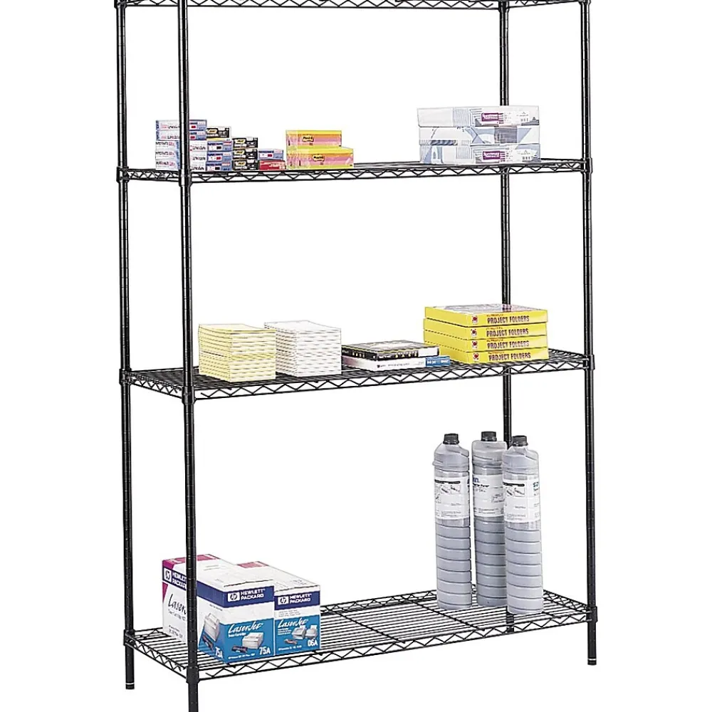 Shelving*Safco Commercial 2-Shelf Wire Unit, 48", Black (5241BL)