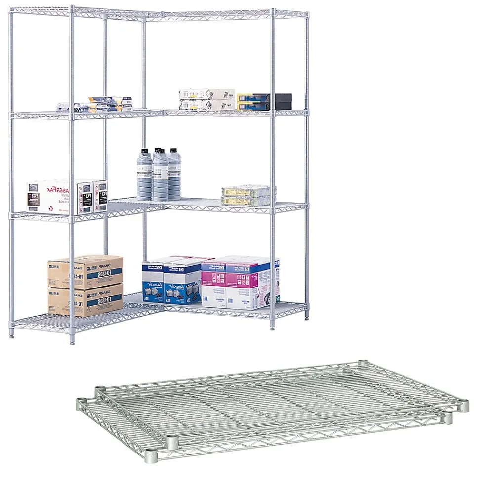 Shelving*Safco Industrial Extra 2-Shelf Metal Shelf, 48.03", Metallic Gray (5293GR)