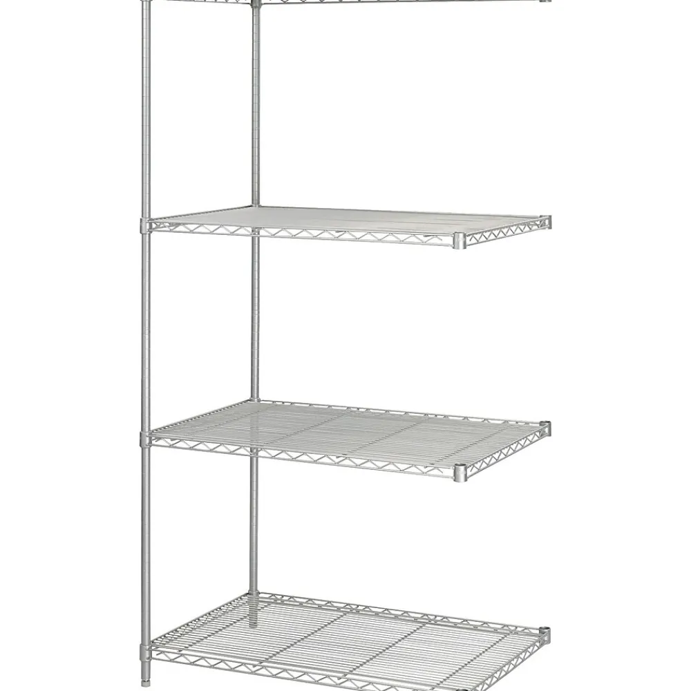 Shelving*Safco Industrial 4-Shelf Metal Unit, 36", Metallic Gray (5289GR)