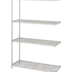 Shelving*Safco Industrial 4-Shelf Metal Unit, 48.03", Metallic Gray (5292GR)