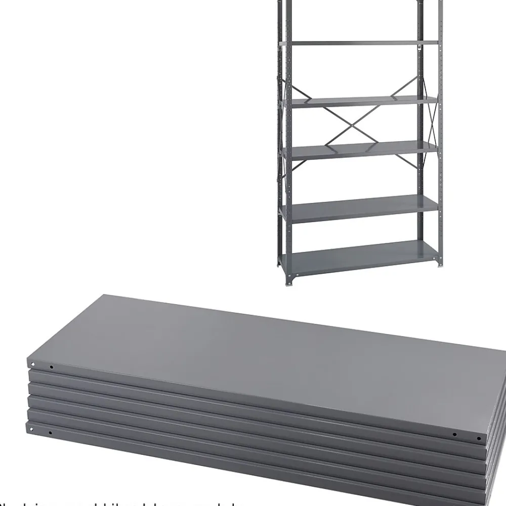 Shelving*Safco Industrial 5-Shelf Powder-Coated Steel Mounted, 48", Gray (6253)