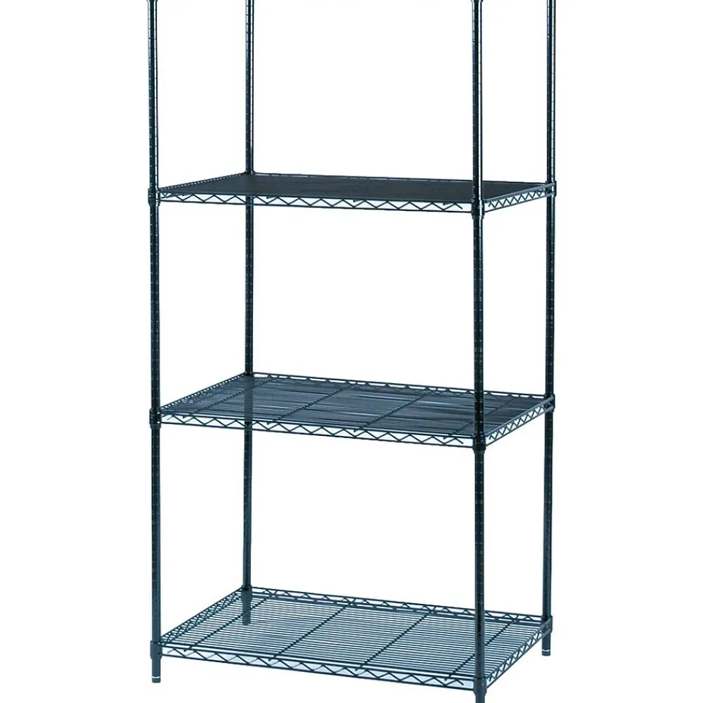 Shelving*Safco Industrial 4-Shelf Wire Stand Alone, 36", Black (5288BL)