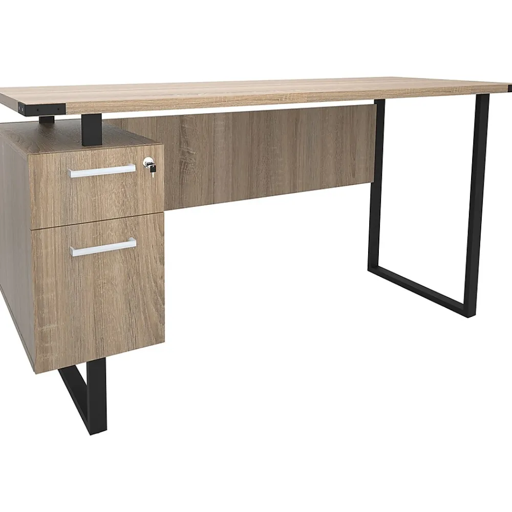 Office Desks*Safco Mirella SOHO 62"W Desk with Built-In Pedestal, Sand Dune (5513SDD)