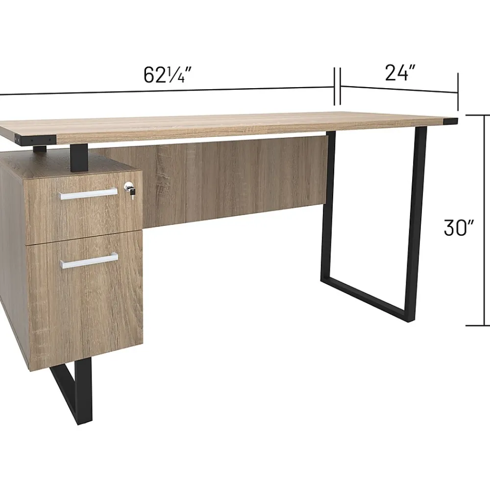 Office Desks*Safco Mirella SOHO 62"W Desk with Built-In Pedestal, Sand Dune (5513SDD)