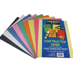 Construction Paper*Sargent Art ® Construction Paper Pack, 9" x 12", Assorted Colors, 50 Sheets Per Pack, 12 Packs (SAR234001-12)