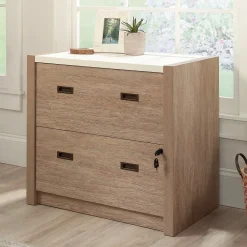 File Cabinets*Sauder Dixon City Commercial 2-Drawer Lateral File Cabinet, Letter/Legal Size, Lockable, 33"W x 20"D, Brushed Oak (431453)