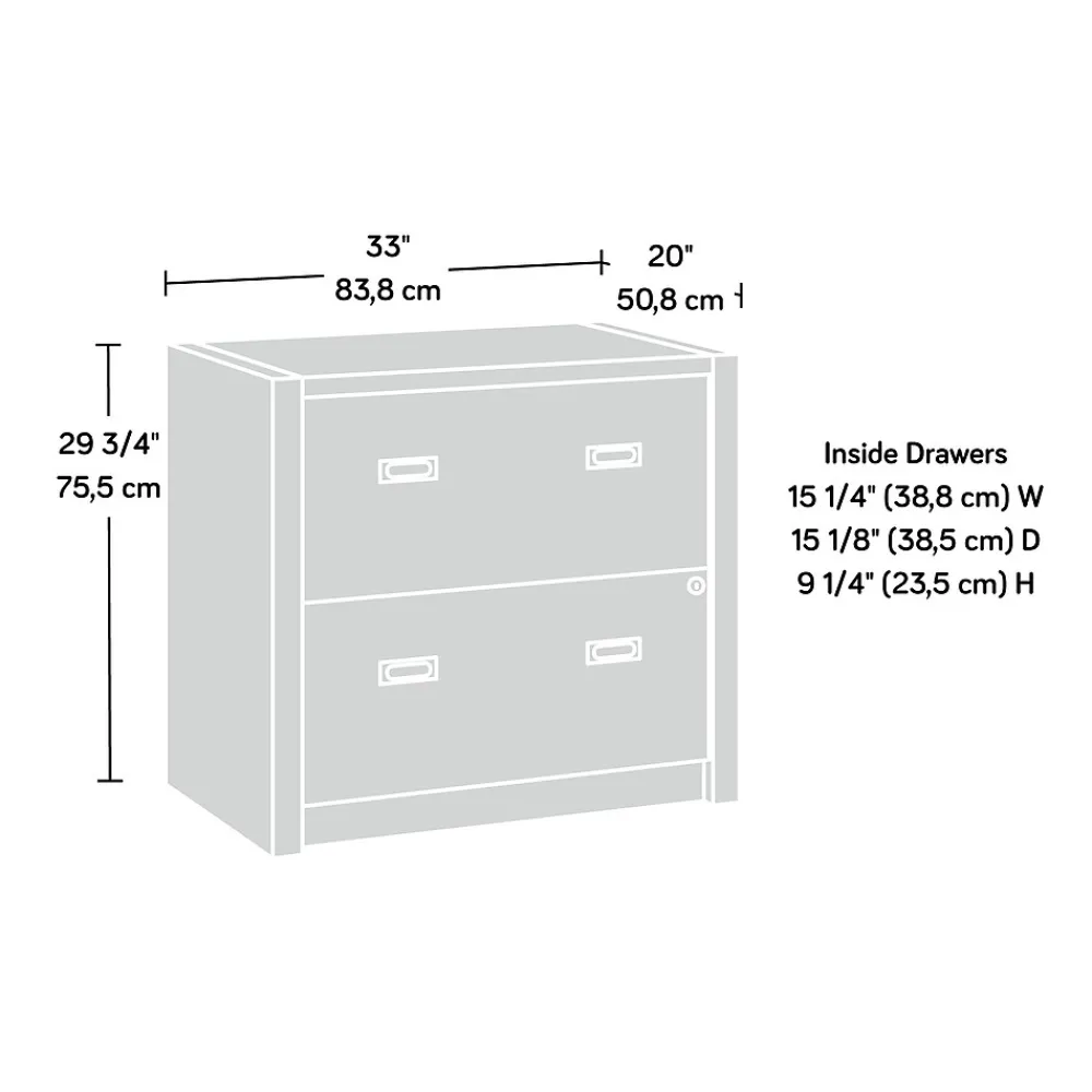 File Cabinets*Sauder Dixon City Commercial 2-Drawer Lateral File Cabinet, Letter/Legal Size, Lockable, 33"W x 20"D, Brushed Oak (431453)