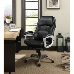 Office Chairs*Serta Back in Motion Bonded Leather Executive Chair, Smooth Black (43521OSS)