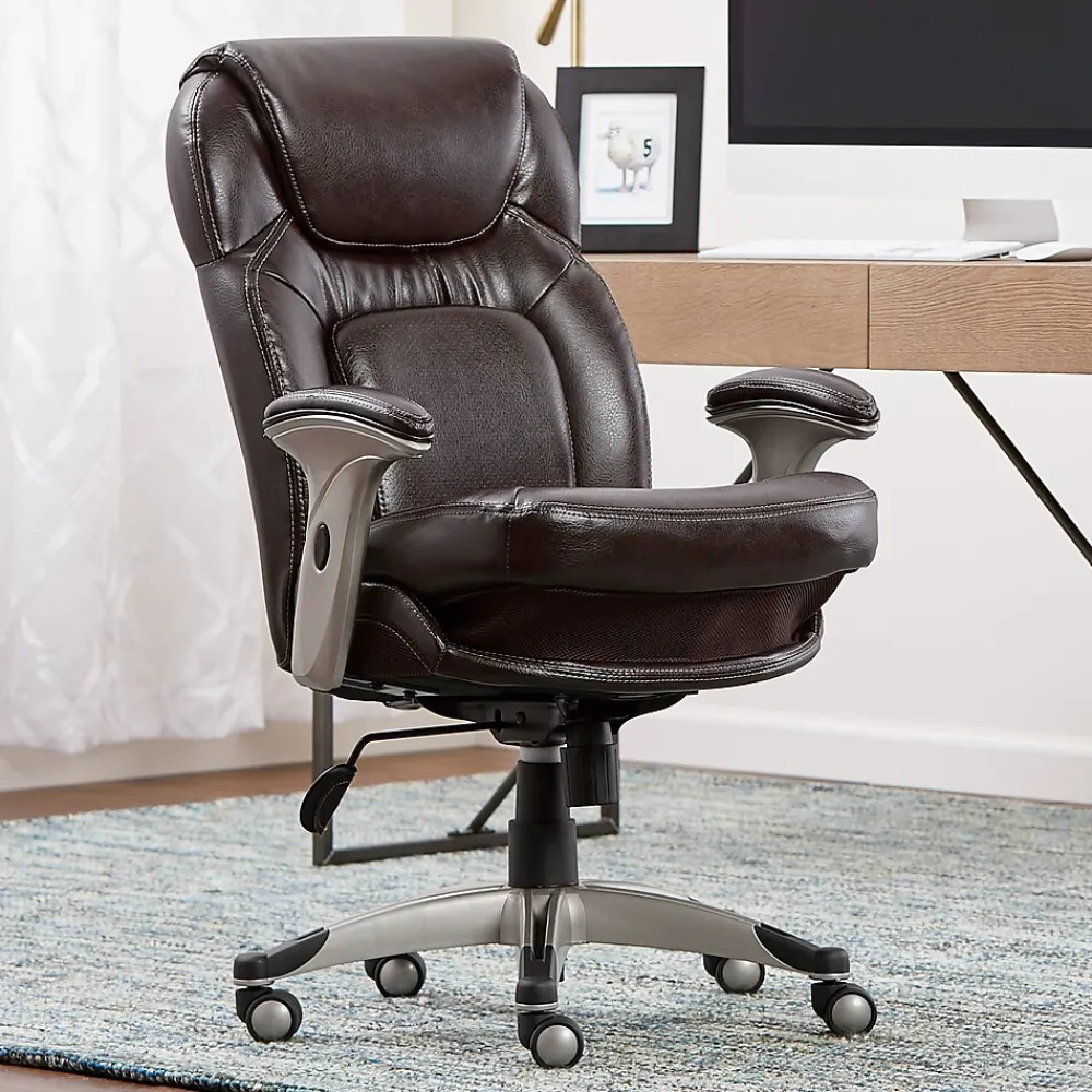 Office Chairs*Serta Back in Motion Bonded Leather Executive Office Chair, Frye Chocolate (44187)