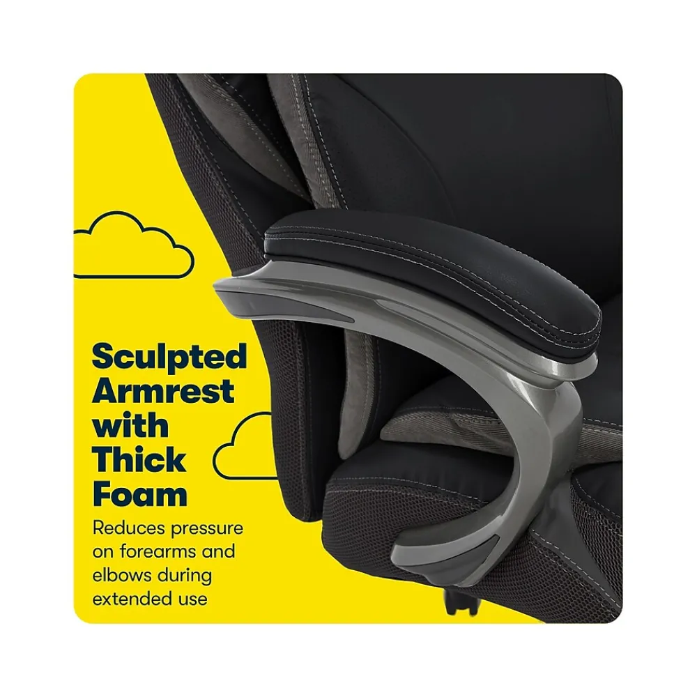 Office Chairs*Serta Big & Tall Ergonomic Bonded Leather Swivel Executive Chair, Black (44954)