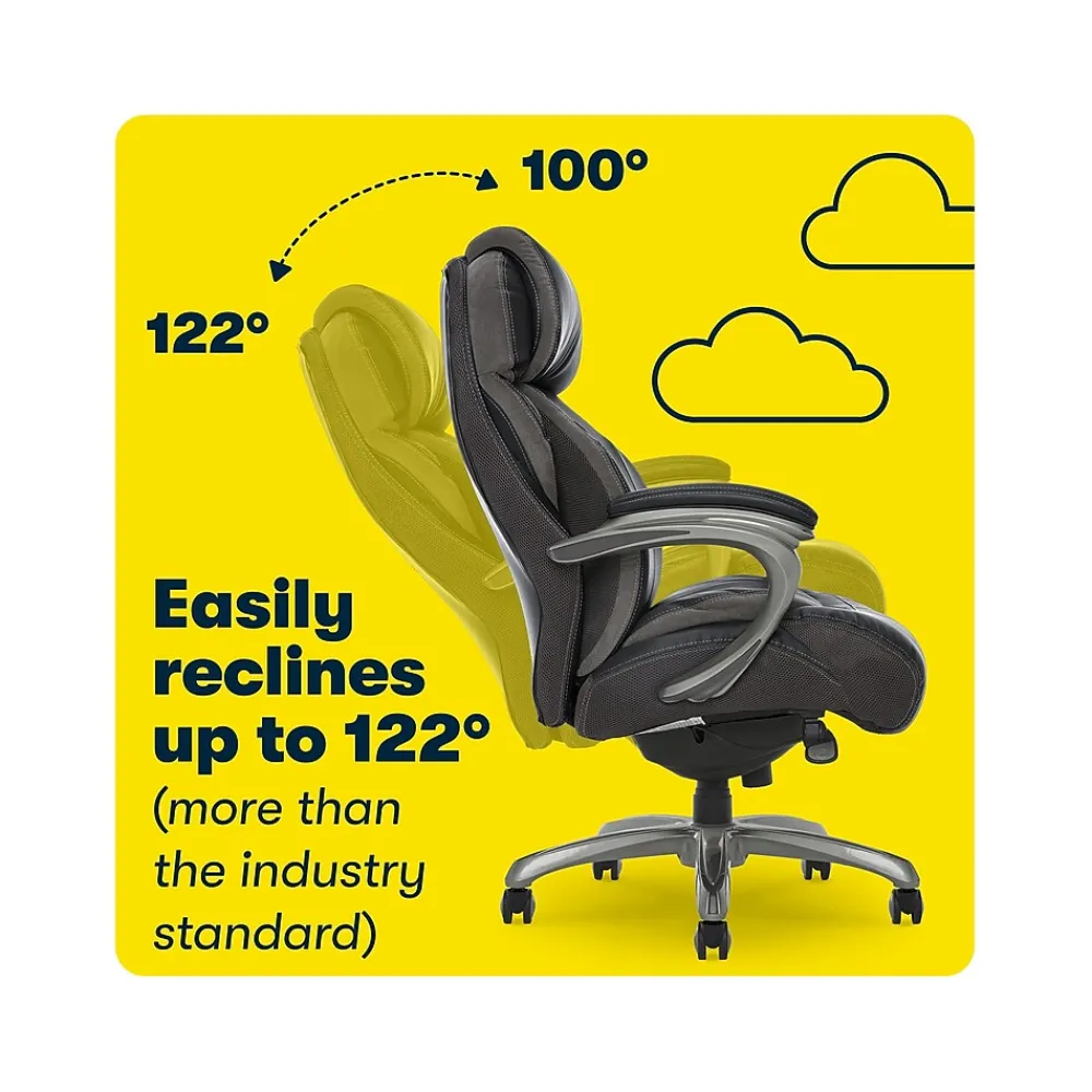 Office Chairs*Serta Big & Tall Ergonomic Bonded Leather Swivel Executive Chair, Black (44954)