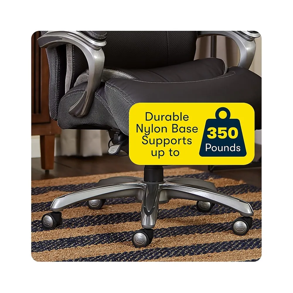 Office Chairs*Serta Big & Tall Ergonomic Bonded Leather Swivel Executive Chair, Black (44954)