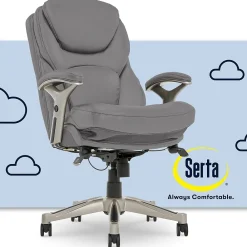 Ergonomic Chairs*Serta Claremont Ergonomic Faux Leather Swivel Executive Chair with Back in Motion Technology, (44186A) Gray