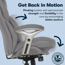 Ergonomic Chairs*Serta Claremont Ergonomic Faux Leather Swivel Executive Chair with Back in Motion Technology, (44186A) Gray