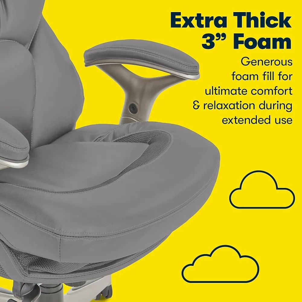 Ergonomic Chairs*Serta Claremont Ergonomic Faux Leather Swivel Executive Chair with Back in Motion Technology, (44186A) Gray